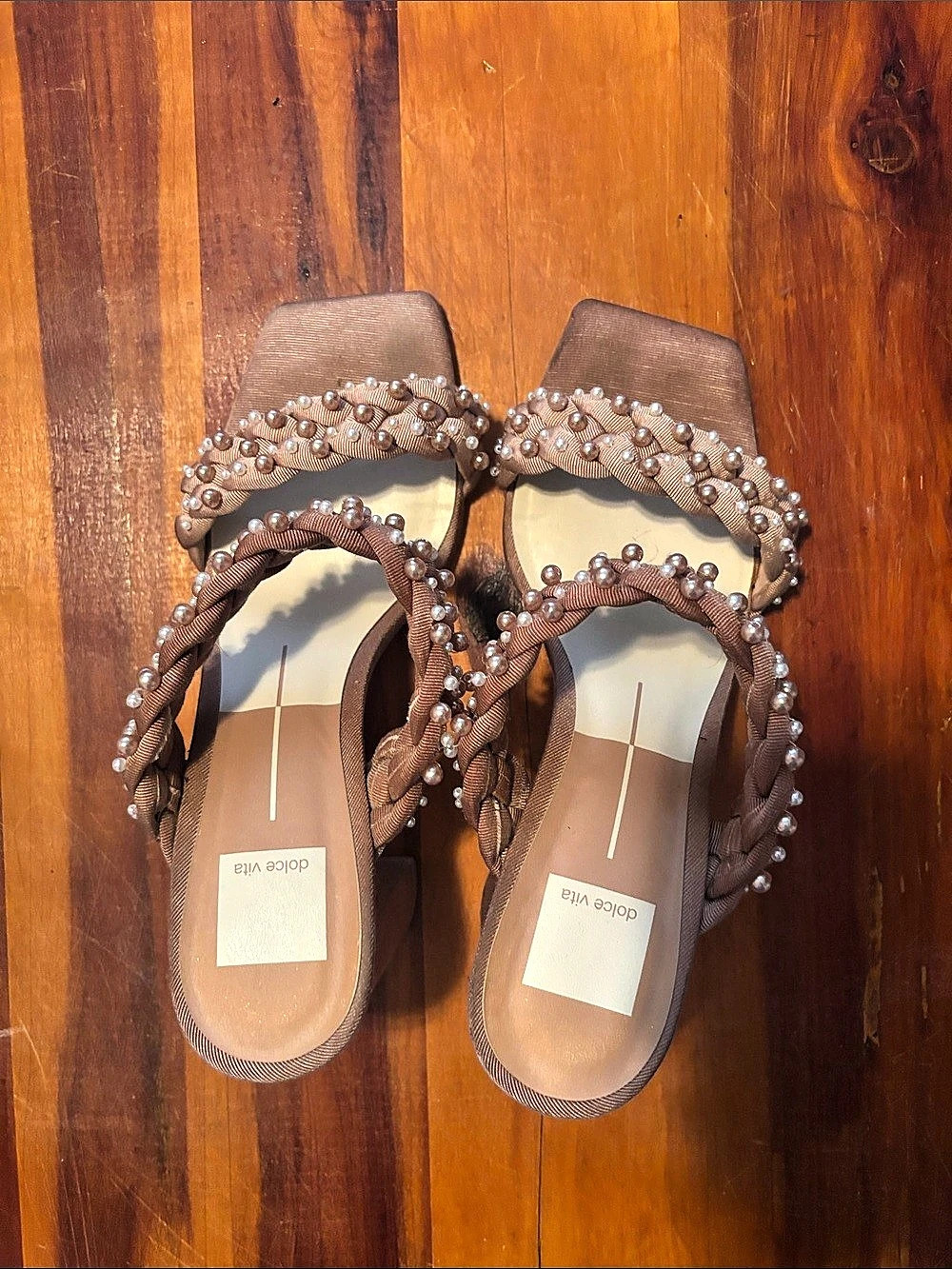 Dolce Vita Paxten Pearl Braided Lace Up Block Heel Sandal Block Heel Sandal
